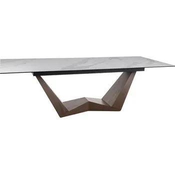 Jídelní stůl Jídelní stůl BONUCCI CERAMIC, Statuario Venato-Bílý mat/Ořech
