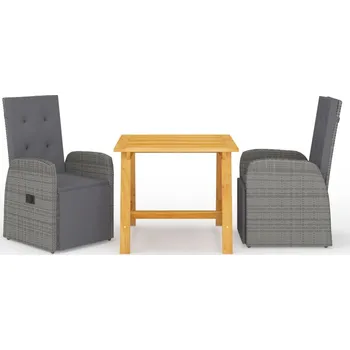 Zahradní sestava vidaXL 3dílný zahradní jídelní set [3068712] Barva: Šedá