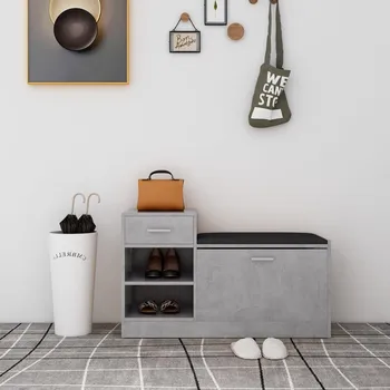 Botník vidaXL Lavice s botníkem betonově šedá 94,5 x 31 x 57 cm kompozit