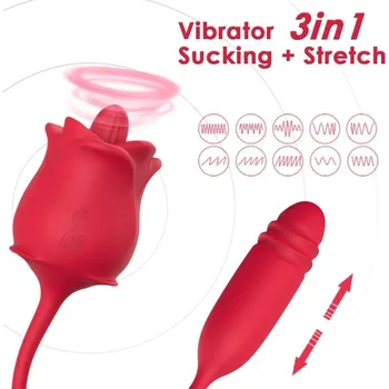 Vibrátor Armony Rose 3in1 Stimulator & Suction & Up&Down with Tail Red