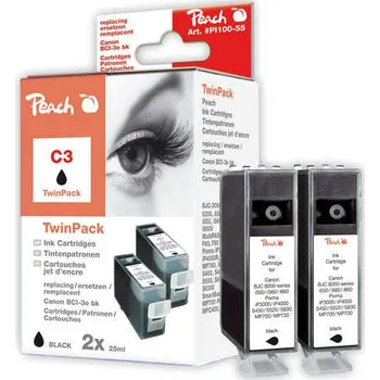 PEACH Canon C3, black, BCI-3e, TwinPack, BJC 6000