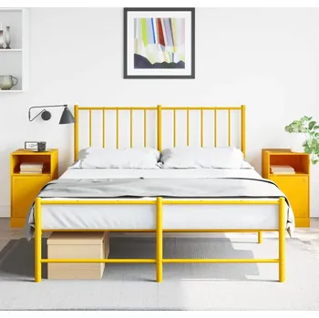 Noční stolek vidaXL Noční stolky 2 ks 34,5 x 39 x 62 cm ocel [841774] Barva: horčicově žlutá