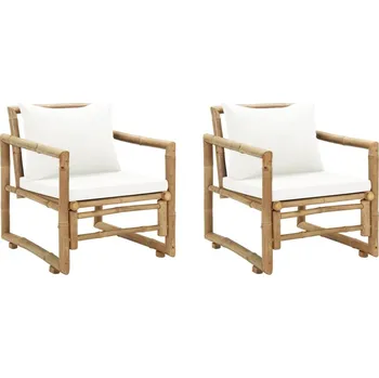 Zahradní židle 2 ks s poduškami a polštáři bambus Hnědá 43158