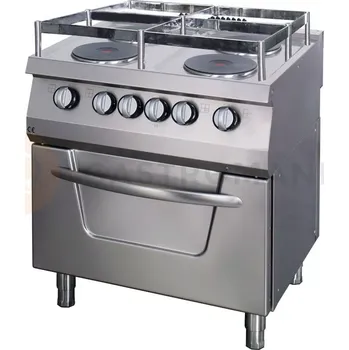 Nerezový dřez Elektrický sporák s troubou, volně stojící, 4 plotýnky, 22 kW, 800x900x850 mm | RESTO QUALITY, RQOEF8090S