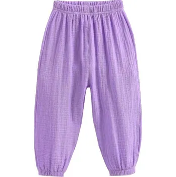 Chlapecké kalhoty Pohodlné dětské lehké letní lněné kalhoty Barva: Fialová, Velikost: 2 roky (90)