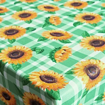 ubrus Teflonový ubrus tisk Káro se slunečnicí - obšitý 75x75