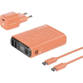 Powerbanka RealPower PB-10000 Power Pack powerbanka Li-Ion, 10000 mAh, USB, USB-C®, oranžová
