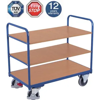 Policový vozík s madlem, Variofit&nbsp;sw-800.500, do 500 kg, 2 police, 92 x 139 x 80 cm Barva: antracit RAL7016