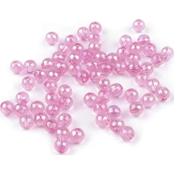 Korálek Plastové korálky duhové Ø6 mm, barva 11 fialová sv.