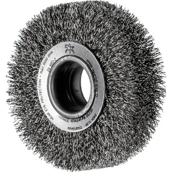 Brusný kotouč PFERD TOOLS Kulatý kartáč POS, široký, neopft RBU, Ø 80 x 20 x variabilní otvor, nerezový drát-Ø 0,25, stojan s broušení