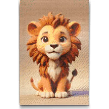 Diamantové malování Diamantové malování - Lvíček pro děti Velikost: 20x30cm, Rámování: Pouze srolované plátno, Diamanty: Čtvercové