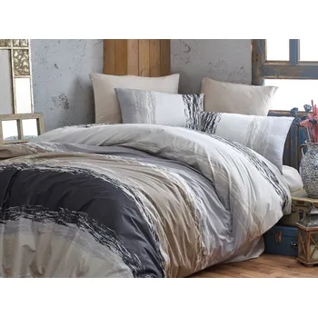 Povlečení Povlékáme.cz Prodloužené bavlněné povlečení Renforcé Brown Line hnědé 140x220 70x90