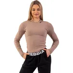 Dámské tričko Nebbia Organic Cotton Ribbed Long Sleeve Top 415 brown XS
