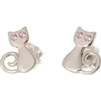 Náušnice Stříbrné náušnice kočky STNAD076F