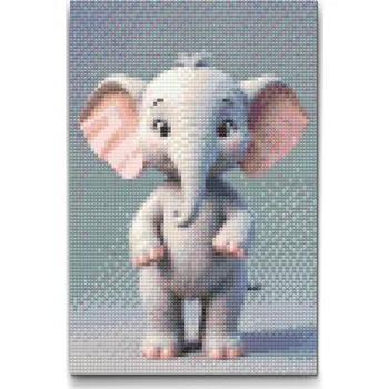 Diamantové malování Diamantové malování - Sloník pro děti Velikost: 20x30cm, Rámování: Pouze srolované plátno, Diamanty: Kulaté