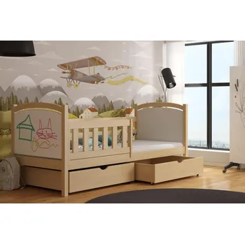 Postel Max-i Dětská postel NAMI KIDBED ONE ze dřeva + rošt Zvolte rozměr:: 70 x 160 cm, Zvolte barvu:: moření dub + ŠUPLÍKY