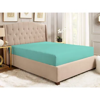 Prostěradlo Povlékáme.cz Prostěradlo bavlna Jersey s lycrou a napínací gumou tyrkysové 90 x 200 cm