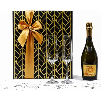 Sklenice Dárková souprava - sklenice Bohemia Crystal na šampaňské a Mucha sekt