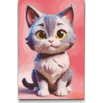 Diamantové malování Diamantové malování - Kočička pro děti Velikost: 20x30cm, Rámování: Pouze srolované plátno, Diamanty: Čtvercové