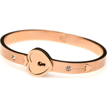 BDSM obojek Master Series Cuffed Locking Bracelet & Key Necklace Rose Gold