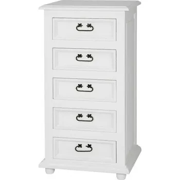 Komoda Vysoká selská komoda s šuplíky COM 09 - K16 antická bílá