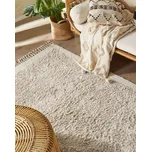 Koberec světle béžový bavlna 140 x 200 cm shaggy obdélníkový tvar se střapci boho styl obývák ložnice Beliani
