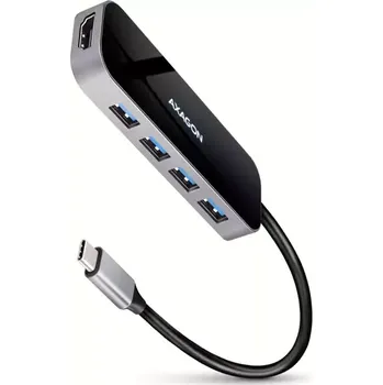 AXAGON HMC-6H4A, USB 3.2 Gen 1 hub, porty 4x USB-A, HDMI 4k/30Hz, PD 100W, kabel USB-C 20cm