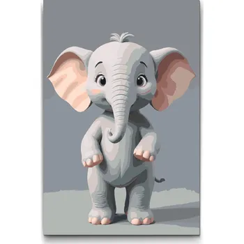 Malování podle čísel - Sloník pro děti Velikost: 20x30cm, Rámování: Pouze srolované plátno