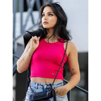 Vrúbkovaný dámsky croptop LOLLY hotpink, VELIKOST XXS/XS