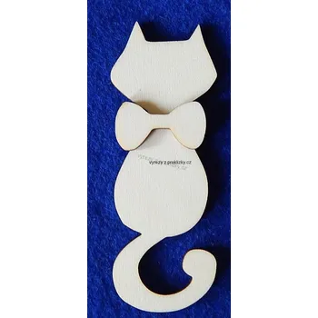 Překližka Výřez z překližky, Z65/1-147, SEDÍCÍ KOČKA S MAŠLÍ-velká, 4x10,8cm, 1ks