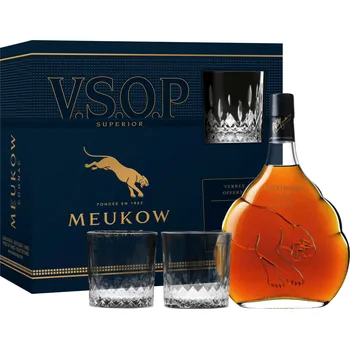 Brandy Meukow VSOP Superior se 2 sklenicemi 40% 0,7l
