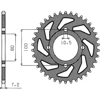 Řetězová sada pro motocykl Ocelová rozeta pro sekundární řetězy typu 428, SUNSTAR (45 zubů)