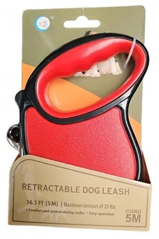 Vodítko pro psa Navíjecí vodítko pro psy do 14,9 kg Retractable Dog Leah ploché lanko 5 m červené/černé