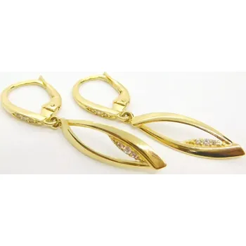 Náušnice Klenoty Budín Zlaté visací náušnice ze žlutého zlata se zirkony 585/2,08gr 6630377 (Klenoty Budín Zlaté visací náušnice ze žlutého zlata se zirkony 585/2,08gr 6630377)