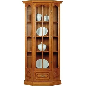 Knihovna Rohová vitrína LEWIS, masiv Barva: moření 01 bílá