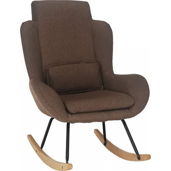 Křeslo Houpací křeslo HARPER, světle hnědá látka/dřevo