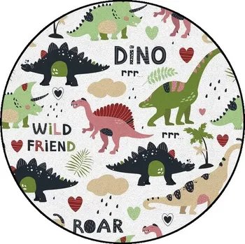 Koberec Kulatý 3D dětský koberec s dinosaury - 16,Rozměr 140 cm x 140 cm