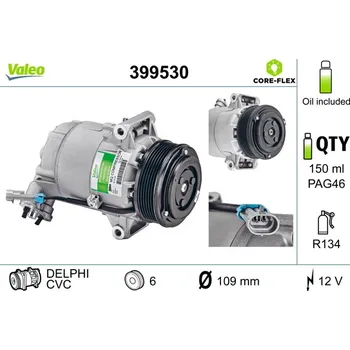 Kompresor, klimatizace, , 13124752, 1854167, 1854168, 1854190, 1854530, 1854535, 24466997, 6854065, 6854067, 6854098, 93168622, 93168623, 93169377, 93190260, 93196861, VALEO, 399530