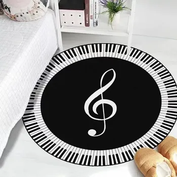 Koberec Kulatý protiskluzový černobílý koberec - 7,100 cm x 100 cm