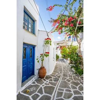 Plakát Plakát, Obraz - White Cycladic houses with blue door, imageBROKER/Mara Brandl