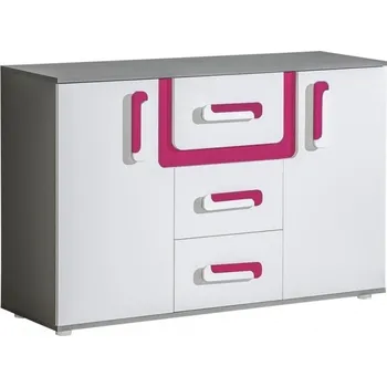 Komoda Dětská komoda APETTITA 7 antracit/růžová