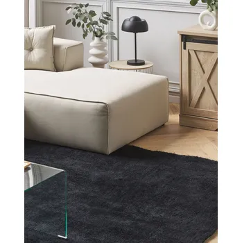 Koberec Shaggy Koberec černý polyester bavlna 200 x 300 cm Shaggy prošívaný obdélníkový Beliani