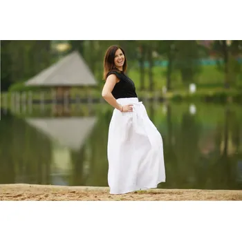 Dámská sukně Nelly Lněná dámská sukně dlouhá / super soft - bílá velikost: XL