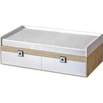 Postel Dětská postel NIKO 14, 90x200 s úložným prostorem, dub jasný/bílá/popel
