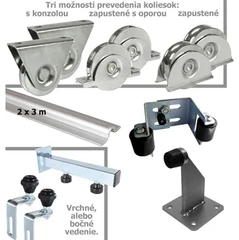 Pohon brány Sada pro výrobu kolejových vrat do šířky průjezdu 3,0 m (SADA-13) Typ vedení: Boční vedení, Typ koleček: Kolečka na přivaření zapuštěná