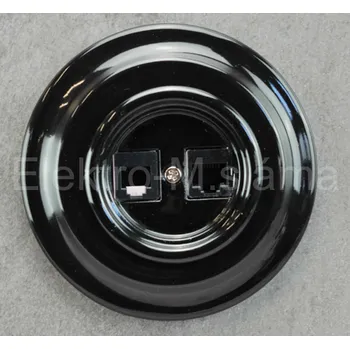 Elektrická zásuvka VINTAGE zásuvka DATOVÁ RJ45 keramika černá slim Antica TT-04/RJ45/RJ11