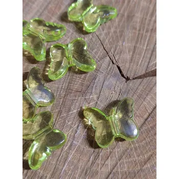 Korálek Plastové korálky motýl 15x18 mm barva světle zelená
