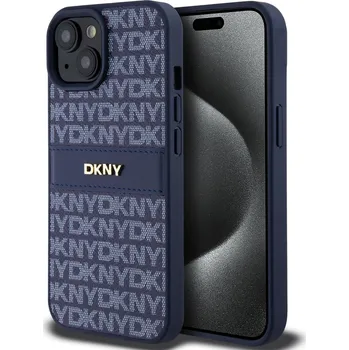 Pouzdro na mobilní telefon DKNY PU Leather Repeat Pattern Tonal Stripe kožený Kryt pro iPhone 14 Barva: Modrá