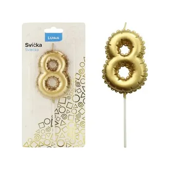 Dortová svíčka Svíčka č. 8 GLITR LUMA