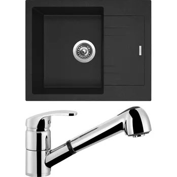 Kuchyňský dřez Set Sinks (dřez Linea 600 Granblack 30 + baterie Legenda S Chrom - lesklý) LI60030NLESCL